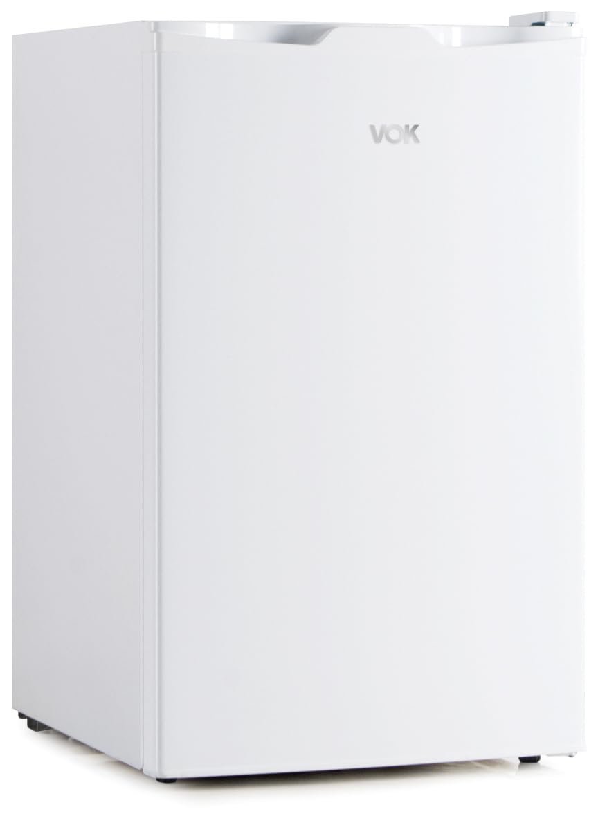 VOK Frigorífico Bajo Encimera 85L, 83 cm de Alto, Congelador Freeze Zone, Luz LED, Bajo Consumo Energético, Puerta Reversible, Cajón de Frutas, Color Blanco
