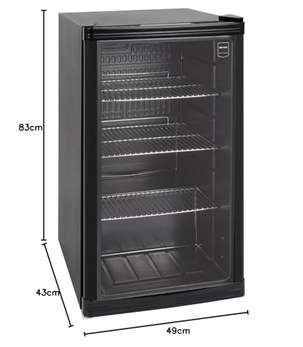 METRO Professional GPC 1088 - Mini Frigorífico de 88 L con Puerta de Cristal, Estante Ajustable, Bajo Consumo 1.052 kWh/24h, Negro – Ideal para Hostelería y Comercio