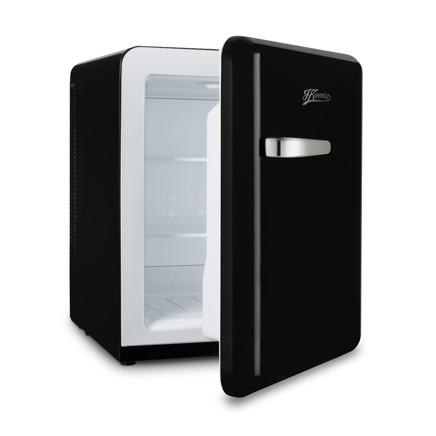 H.Koenig TOAD9 Mini Bar Vintage 31L - Mini Nevera Silenciosa para Bebidas, Alimentos y Cosméticos, Temperatura Regulable 6°-15°C, Diseño Retro, Bajo Consumo, 24 dB, Color Negro