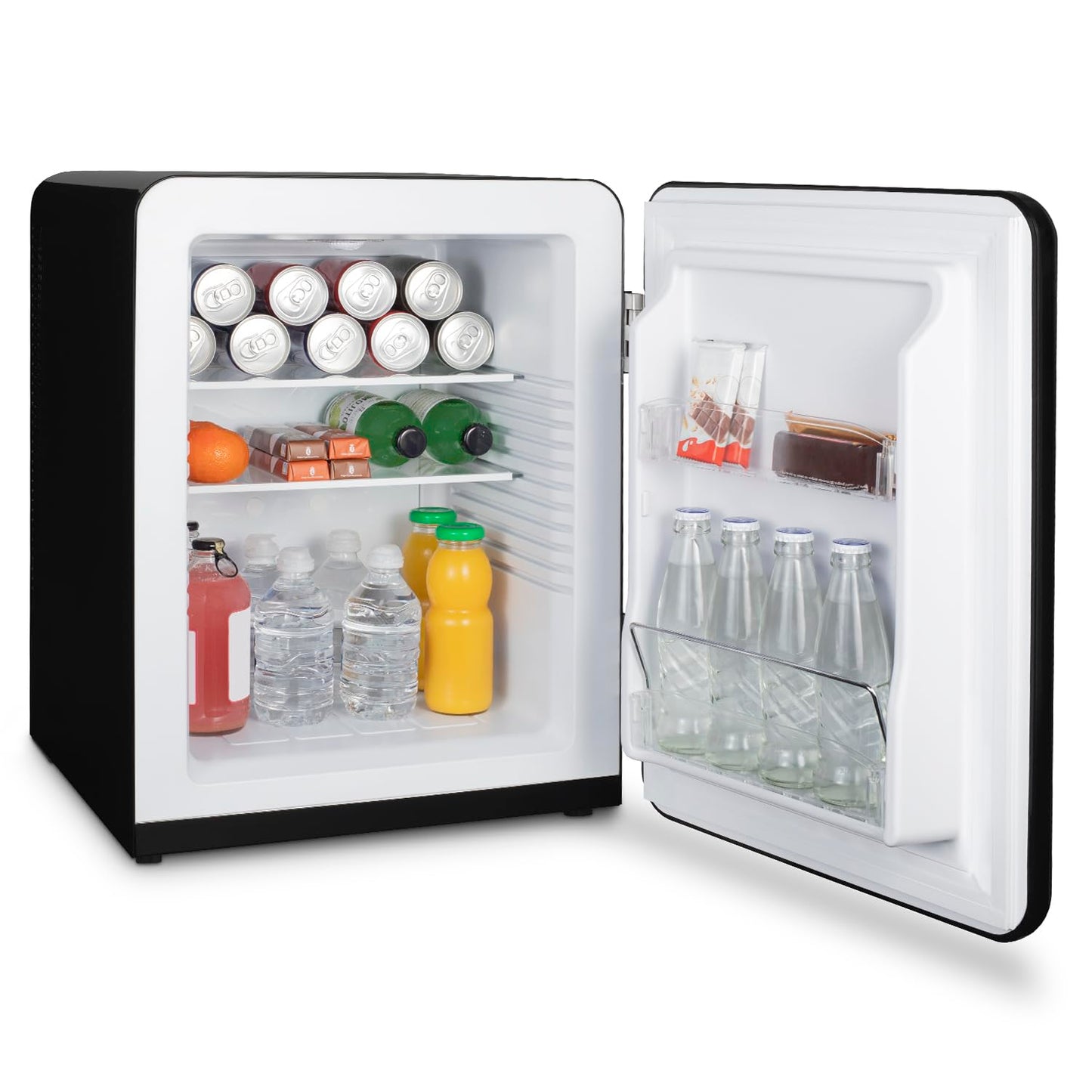 H.Koenig TOAD9 Mini Bar Vintage 31L - Mini Nevera Silenciosa para Bebidas, Alimentos y Cosméticos, Temperatura Regulable 6°-15°C, Diseño Retro, Bajo Consumo, 24 dB, Color Negro