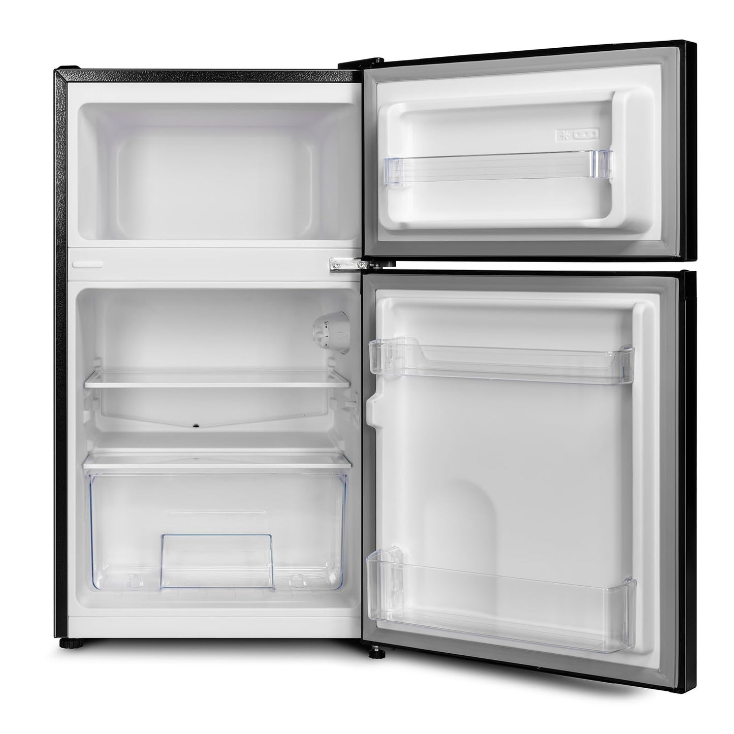 CHiQ Frigorífico Bajo Encimera 86L (65L Frigorífico + 21L Congelador), Termostato Ajustable, Bajo Consumo, Funcionamiento Silencioso, Ideal para Cocina o Dormitorio, Color Negro, Modelo 2024
