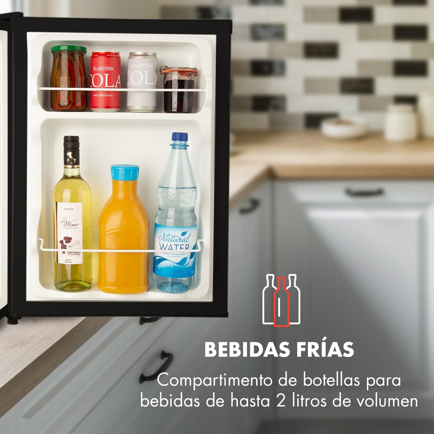 Klarstein Mini Nevera 65L | Silenciosa y Portátil | 0–10 °C | Bandeja Antigoteo | Ideal para Oficina, Habitación, Caravana | Para Bebidas, Cosméticos y Snacks | Negra