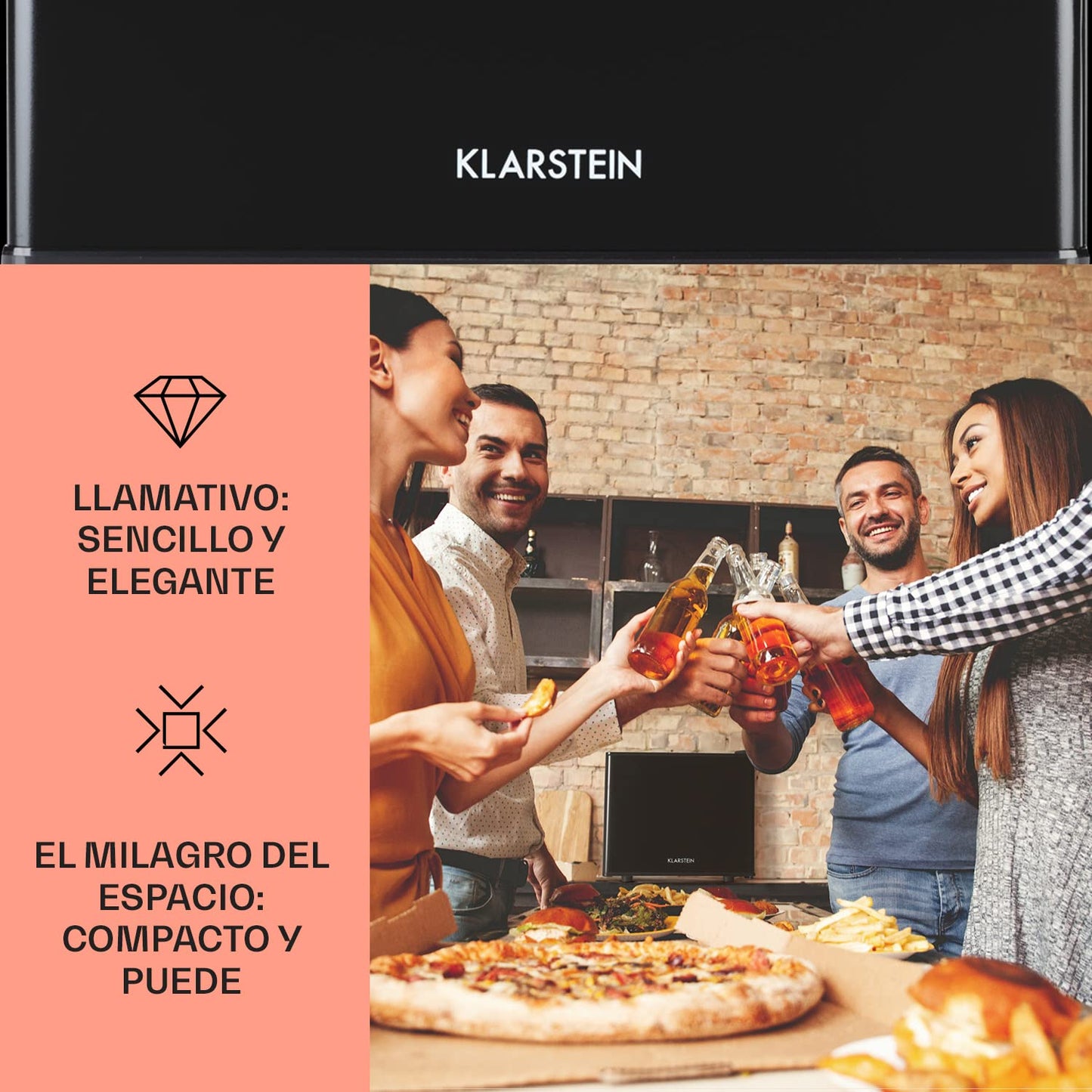 KLARSTEIN Mini Nevera Portátil 17L – Frigorífico Silencioso con 3 Niveles de Frío, Temperatura Regulable 0–15 °C, Ideal para Bebidas, Cosméticos, Oficina, Dormitorio o Caravana – Negro