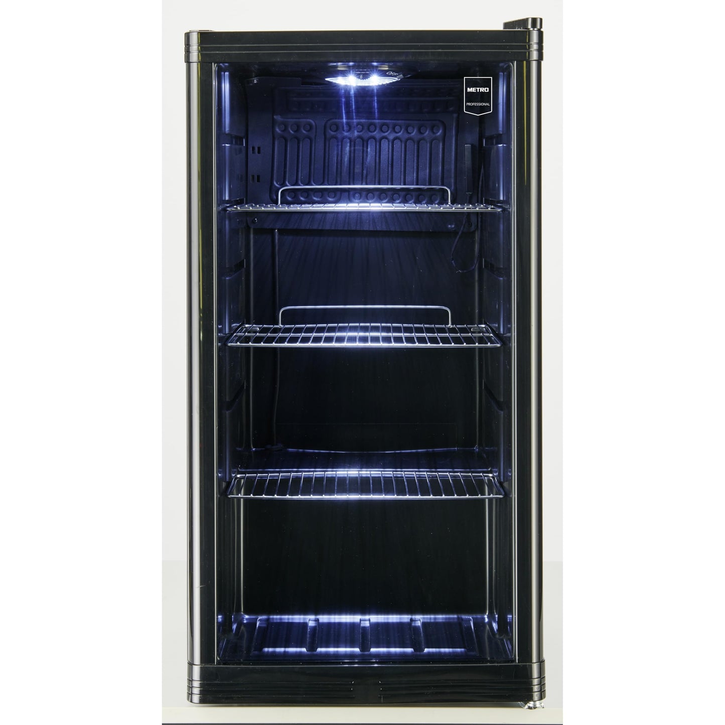 METRO Professional GPC 1088 - Mini Frigorífico de 88 L con Puerta de Cristal, Estante Ajustable, Bajo Consumo 1.052 kWh/24h, Negro – Ideal para Hostelería y Comercio