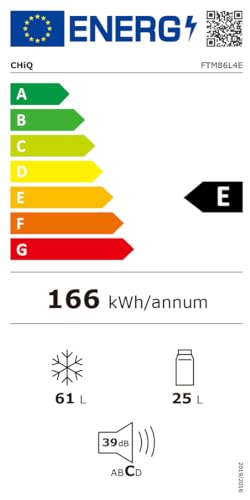 CHiQ Frigorífico Bajo Encimera 86L (65L Frigorífico + 21L Congelador), Termostato Ajustable, Bajo Consumo, Funcionamiento Silencioso, Ideal para Cocina o Dormitorio, Color Negro, Modelo 2024
