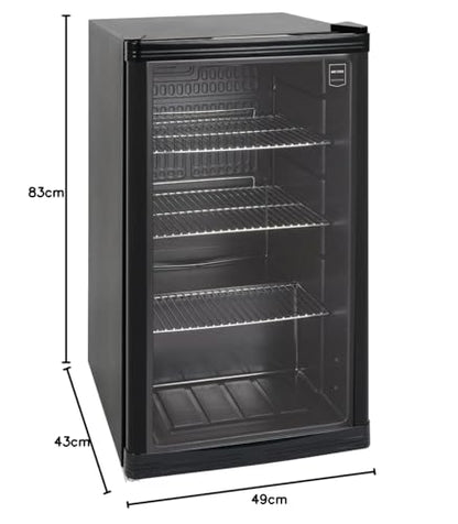 METRO Professional GPC 1088 - Mini Frigorífico de 88 L con Puerta de Cristal, Estante Ajustable, Bajo Consumo 1.052 kWh/24h, Negro – Ideal para Hostelería y Comercio