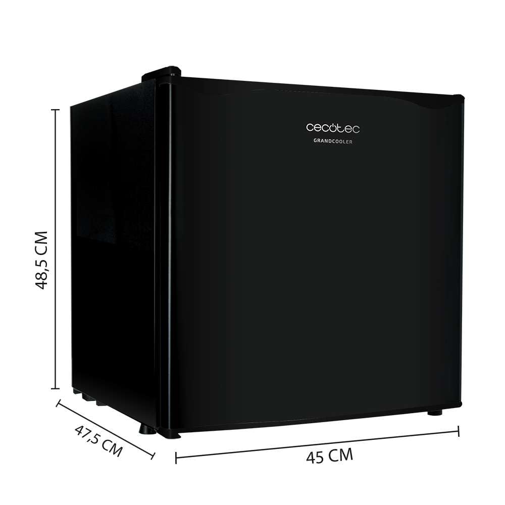 Cecotec GrandCooler 20000 SilentCompress – Mini Nevera 46 L con Compresor, Congelador, Puerta Reversible, 5 Niveles de Temperatura, 42 dB, Clase E – Negro