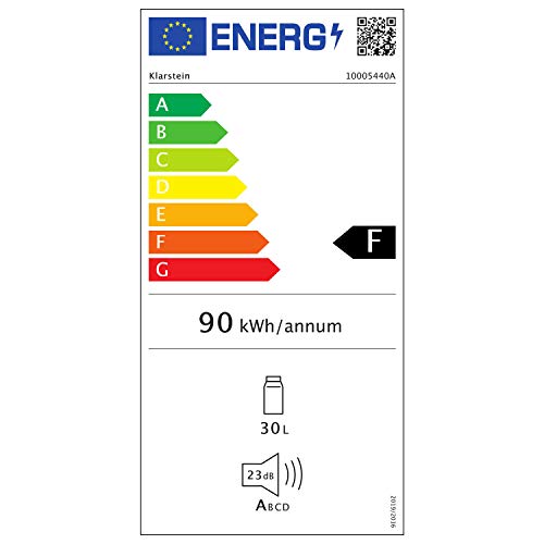 KLARSTEIN Nevera Pequeña Silenciosa, Mini Neveras para Habitación, Bajo Consumo, Puerta de Cristal, Frigoríficos Pequeños Temperatura 12 to 18 °C, Neveras Pequeñas de 30L, Minibar 1 Estante, Negro