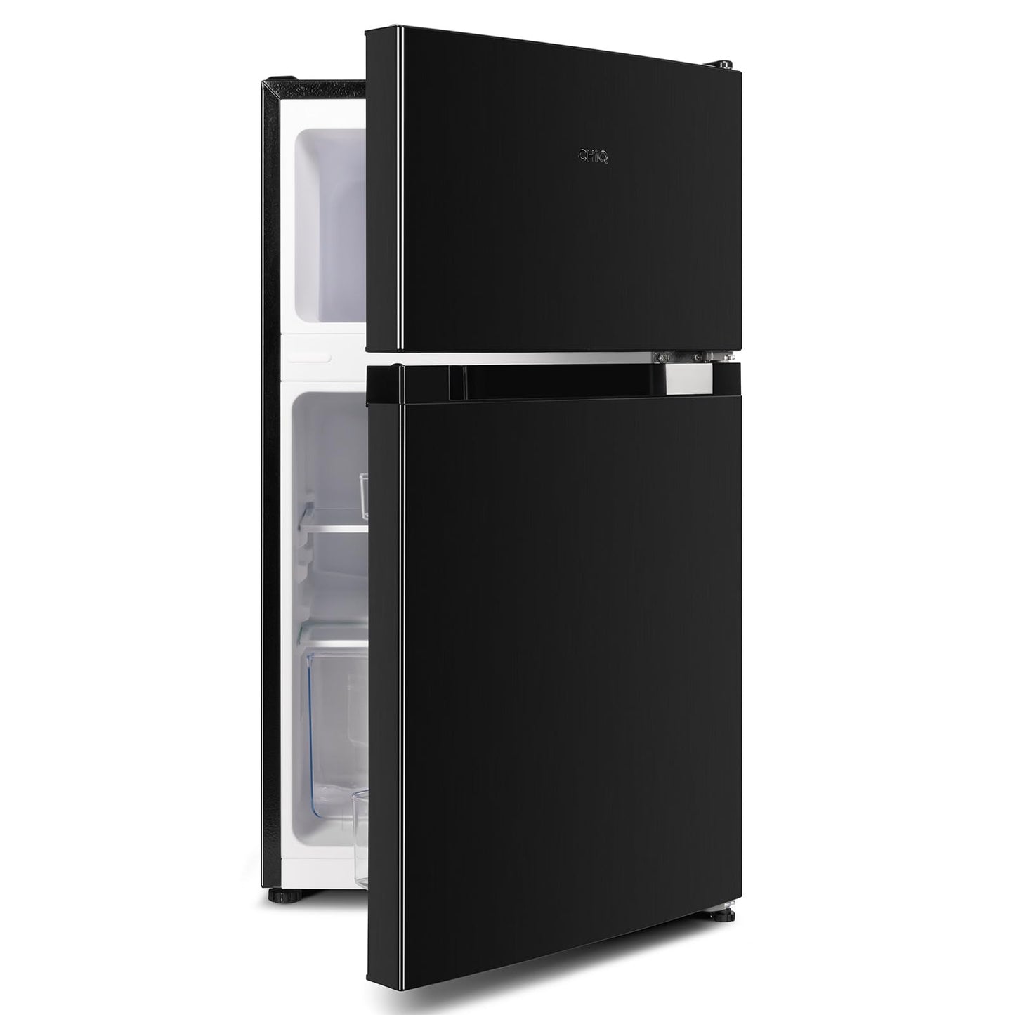 CHiQ Frigorífico Bajo Encimera 86L (65L Frigorífico + 21L Congelador), Termostato Ajustable, Bajo Consumo, Funcionamiento Silencioso, Ideal para Cocina o Dormitorio, Color Negro, Modelo 2024