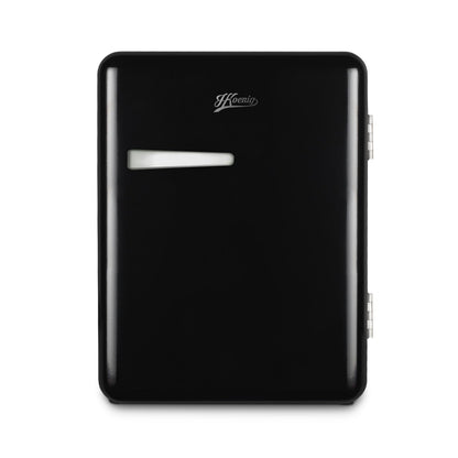 H.Koenig TOAD9 Mini Bar Vintage 31L - Mini Nevera Silenciosa para Bebidas, Alimentos y Cosméticos, Temperatura Regulable 6°-15°C, Diseño Retro, Bajo Consumo, 24 dB, Color Negro