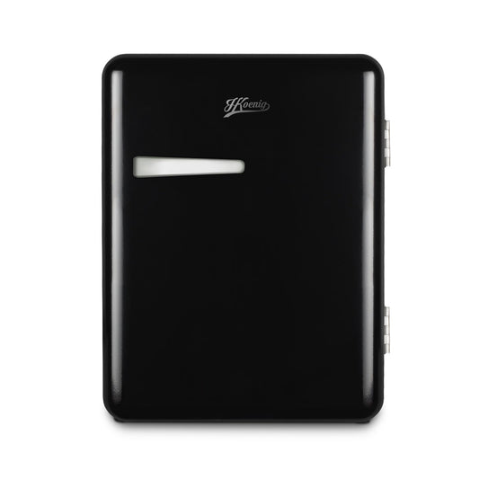 H.Koenig TOAD9 Mini Bar Vintage 31L - Mini Nevera Silenciosa para Bebidas, Alimentos y Cosméticos, Temperatura Regulable 6°-15°C, Diseño Retro, Bajo Consumo, 24 dB, Color Negro