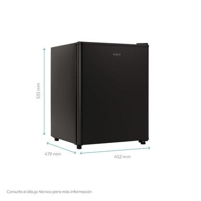 Candy CHASD4351EBC – Mini Frigorífico Bajo Encimera, 43L, 44,5 cm de Ancho, Control Mecánico, LED, 37 dB, Negro