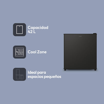 Candy CHASD4351EBC – Mini Frigorífico Bajo Encimera, 43L, 44,5 cm de Ancho, Control Mecánico, LED, 37 dB, Negro