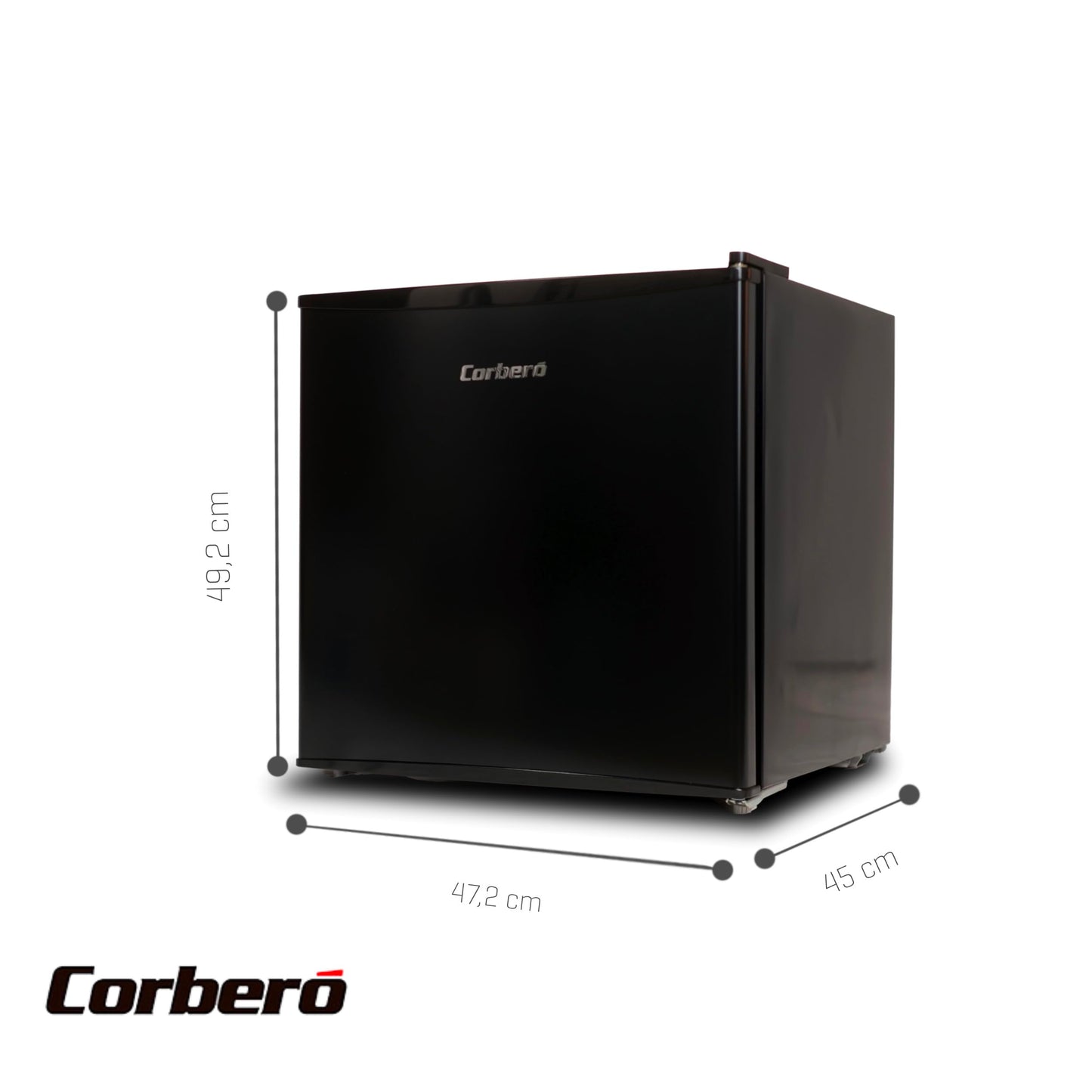 Corberó CFMMB44BL - Mini Bar 43L, Estático, Termostato 1-10 °C, Puerta Reversible, Bajo Consumo, Silencioso 41 dB, Clase E, Negro