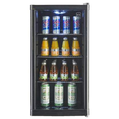 METRO Professional GPC 1088 - Mini Frigorífico de 88 L con Puerta de Cristal, Estante Ajustable, Bajo Consumo 1.052 kWh/24h, Negro – Ideal para Hostelería y Comercio