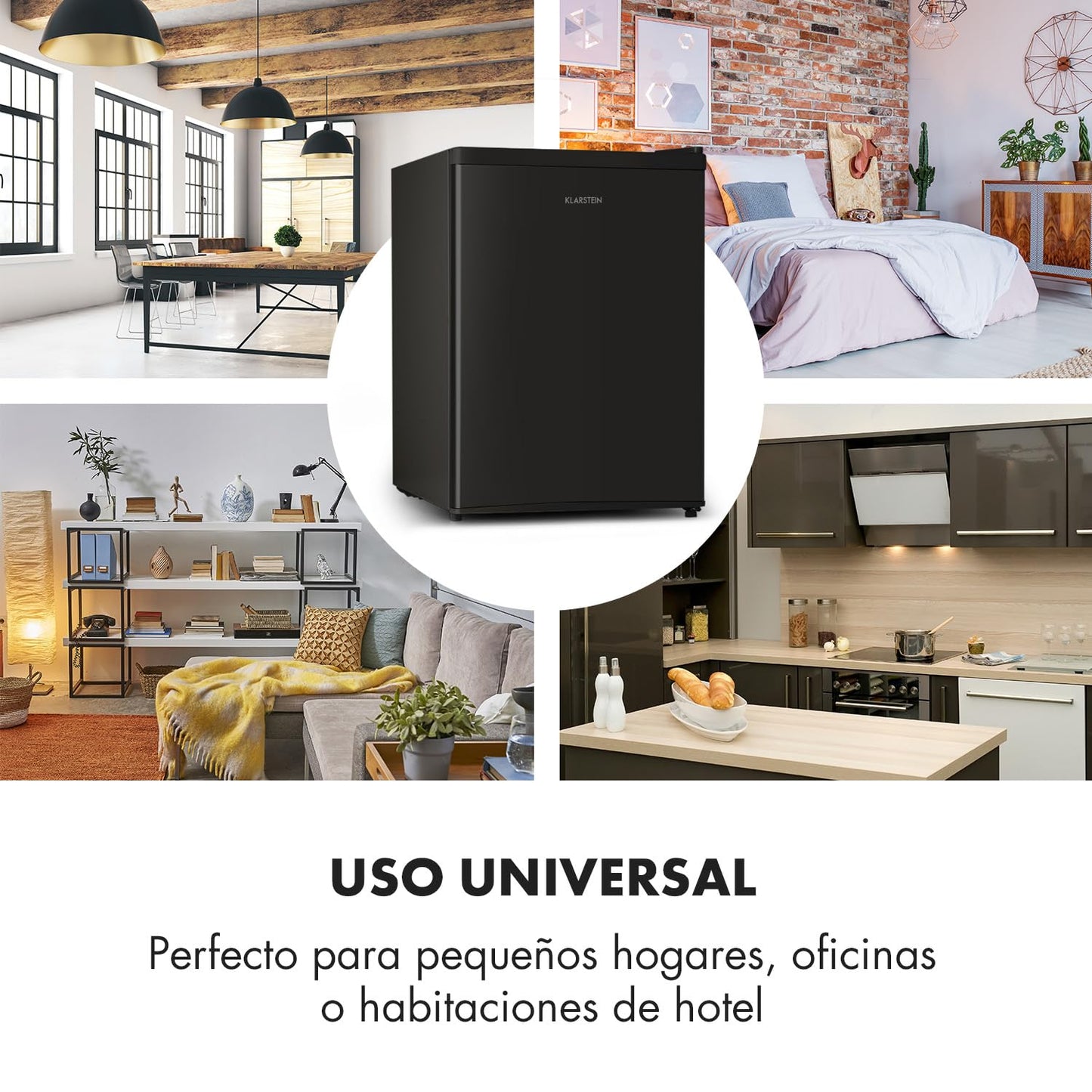 Klarstein Mini Nevera 65L | Silenciosa y Portátil | 0–10 °C | Bandeja Antigoteo | Ideal para Oficina, Habitación, Caravana | Para Bebidas, Cosméticos y Snacks | Negra