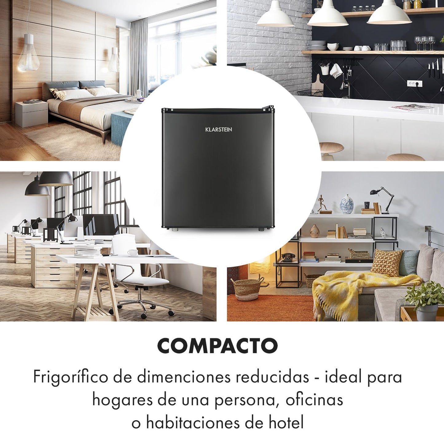 Klarstein Mini Nevera Eléctrica 46L - Silenciosa, Portátil, 0-10 °C, con Bandeja de Hielos, para Bebidas, Cosméticos y Alimentos - Ideal para Oficina, Habitación y Caravana