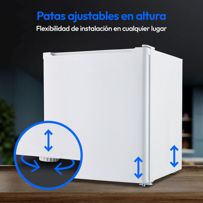 MEDION Mini Frigorífico 41L Blanco con Compartimento de Hielo, Puerta Reversible, Patas Regulables y Diseño Compacto – Modelo MD37724