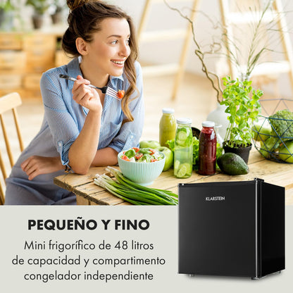 Klarstein Mini Nevera Eléctrica 46L - Silenciosa, Portátil, 0-10 °C, con Bandeja de Hielos, para Bebidas, Cosméticos y Alimentos - Ideal para Oficina, Habitación y Caravana