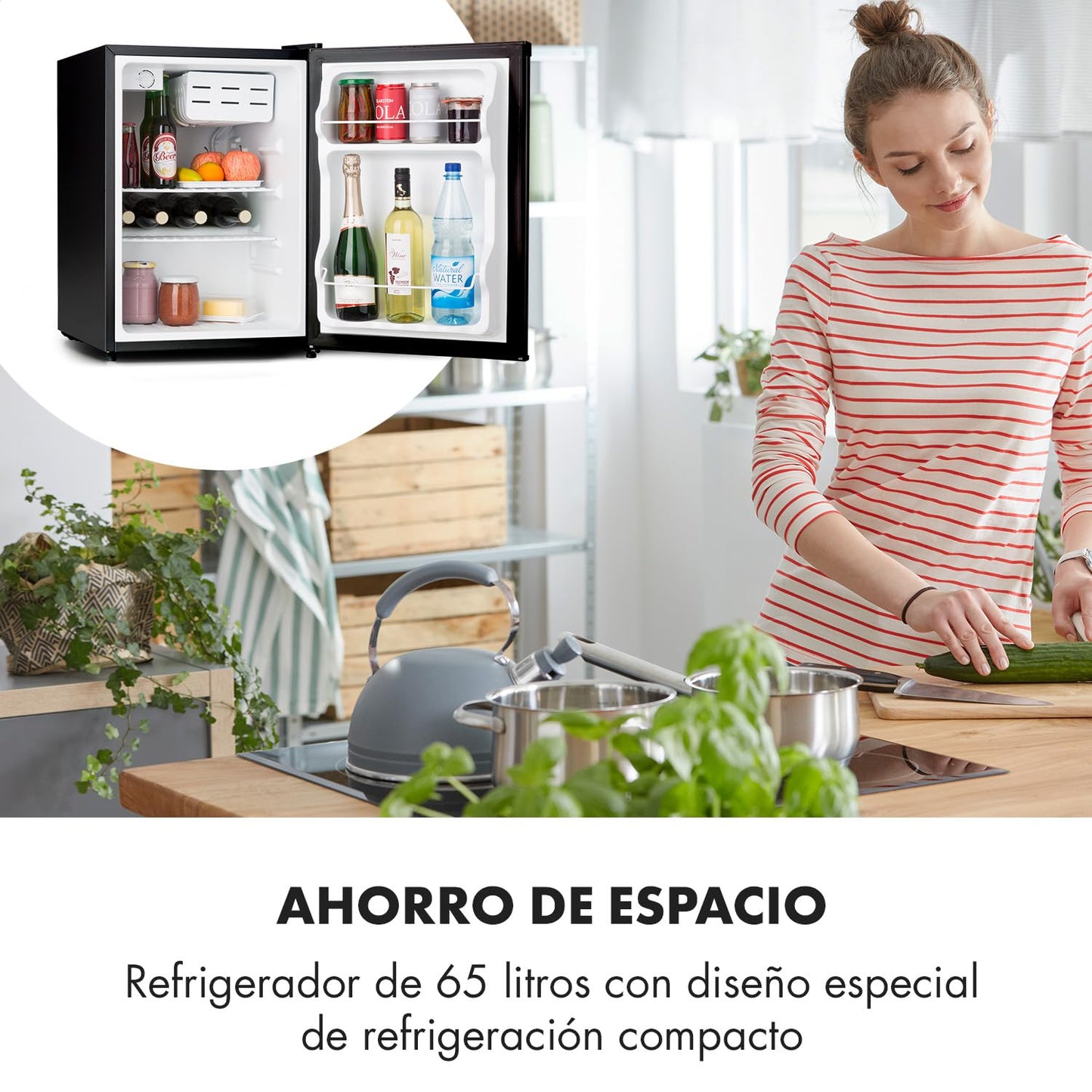 Klarstein Mini Nevera 65L | Silenciosa y Portátil | 0–10 °C | Bandeja Antigoteo | Ideal para Oficina, Habitación, Caravana | Para Bebidas, Cosméticos y Snacks | Negra